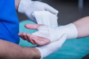 Bandaging a hand after hand surgery
